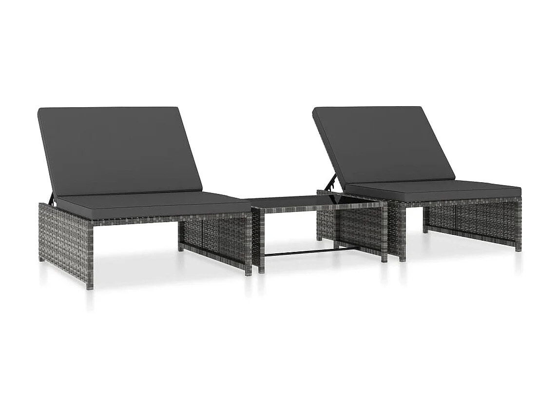 2 stuks loungestoelen met tafel hars riet grijs