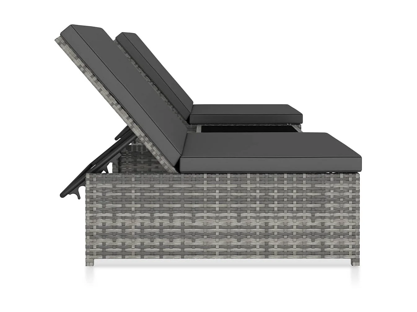 2 stuks loungestoelen met tafel hars riet grijs