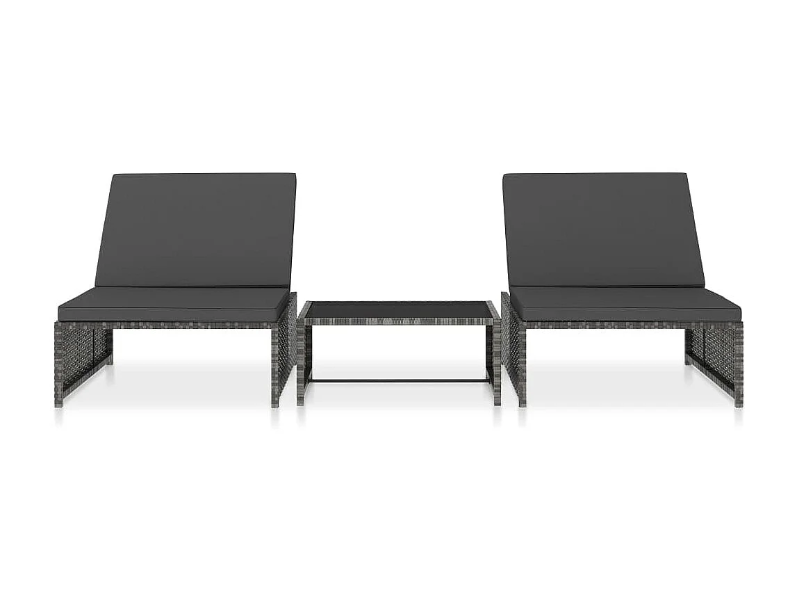 2 stuks loungestoelen met tafel hars riet grijs