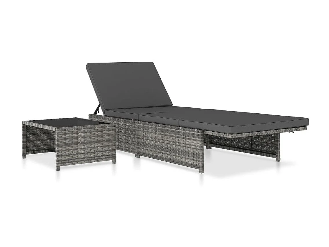 2 stuks loungestoelen met tafel hars riet grijs