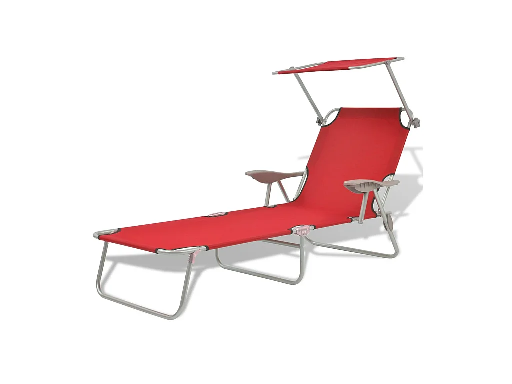 Chaise longue avec auvent Acier Rouge