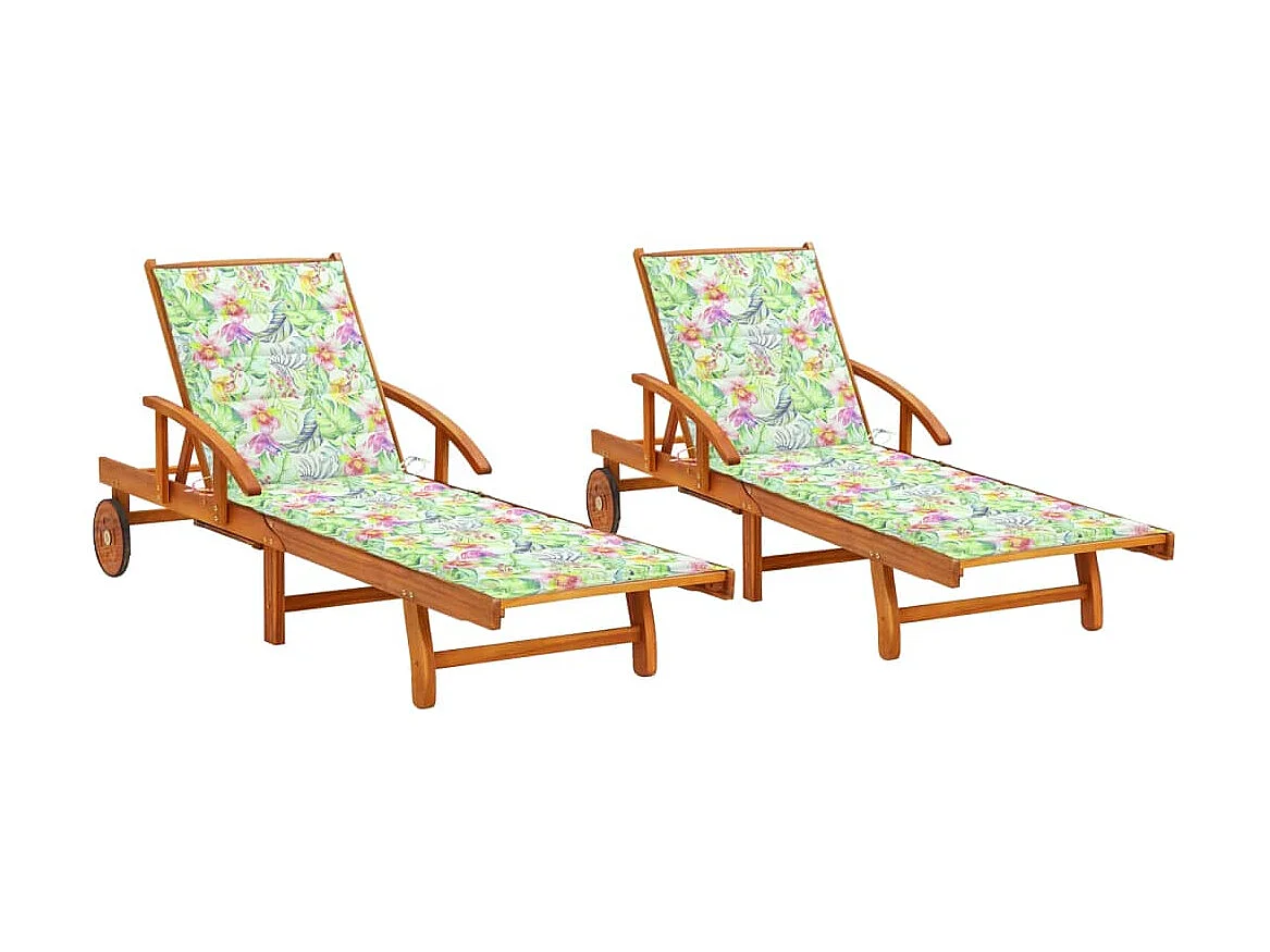 2 poltrone lounge con cuscini in legno massello di acacia