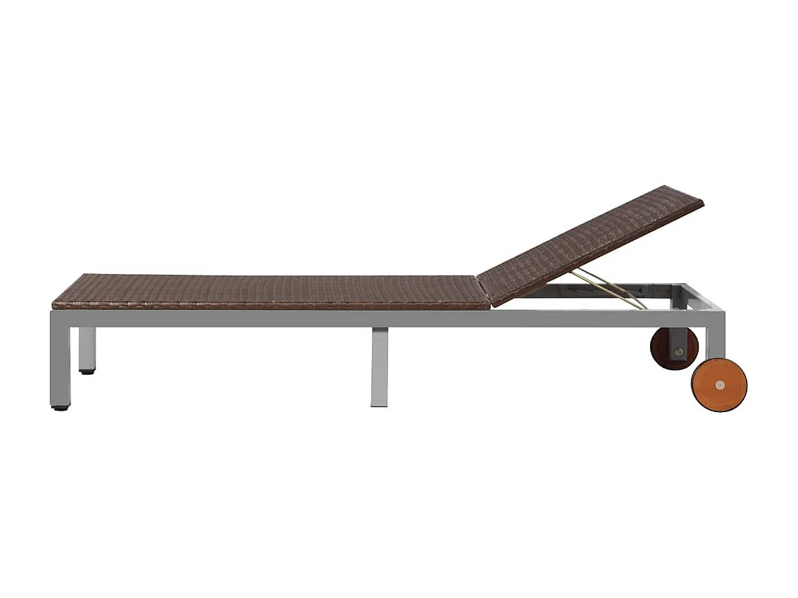 Chaise longue avec roues Résine tressée Marron