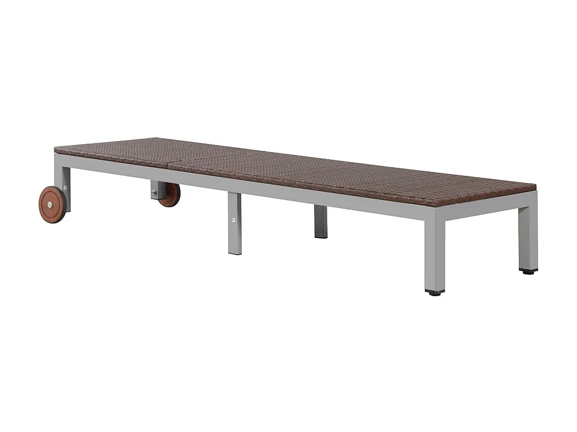 Chaise longue avec roues Résine tressée Marron
