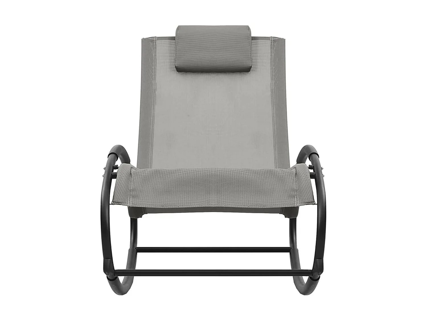 Chaise longue avec oreiller Acier et textilène Gris