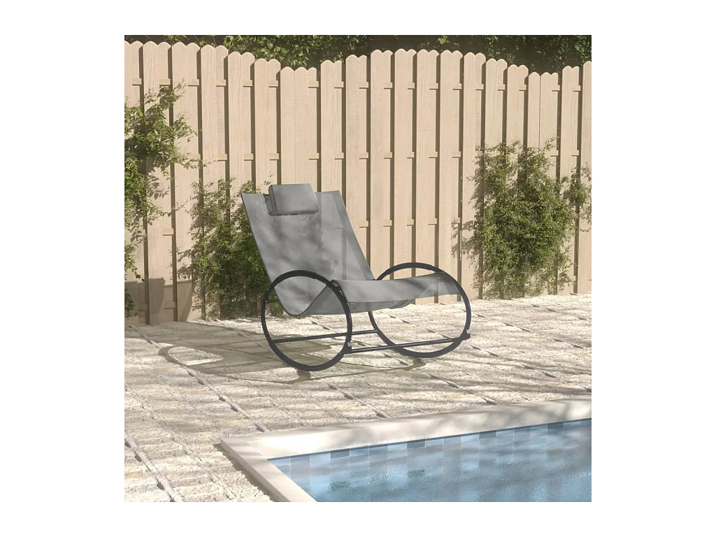 Loungesessel mit Kissen Stahl und Textilene Grau