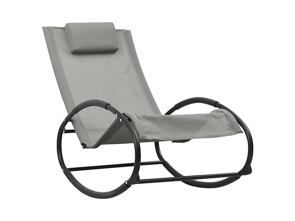Chaise longue avec oreiller Acier et textilène Gris
