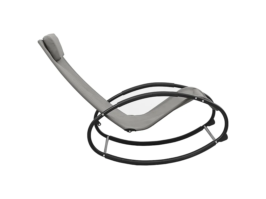 Chaise longue avec oreiller Acier et textilène Gris