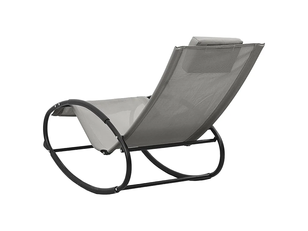 Chaise longue avec oreiller Acier et textilène Gris