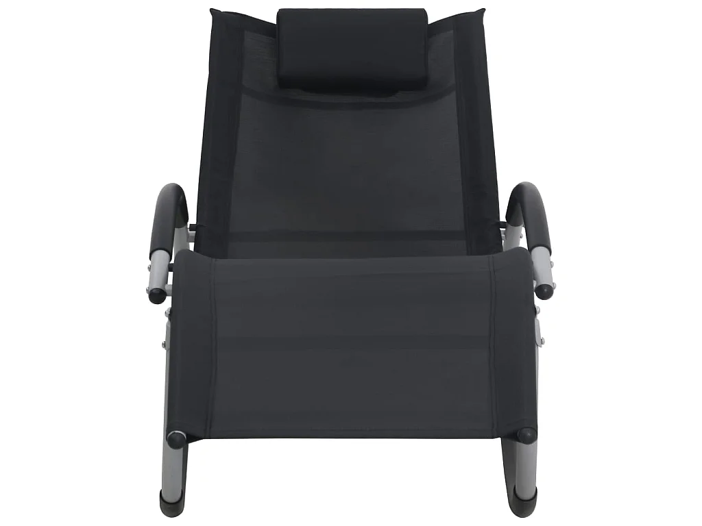 Chaise longue avec oreiller Noir Textilène