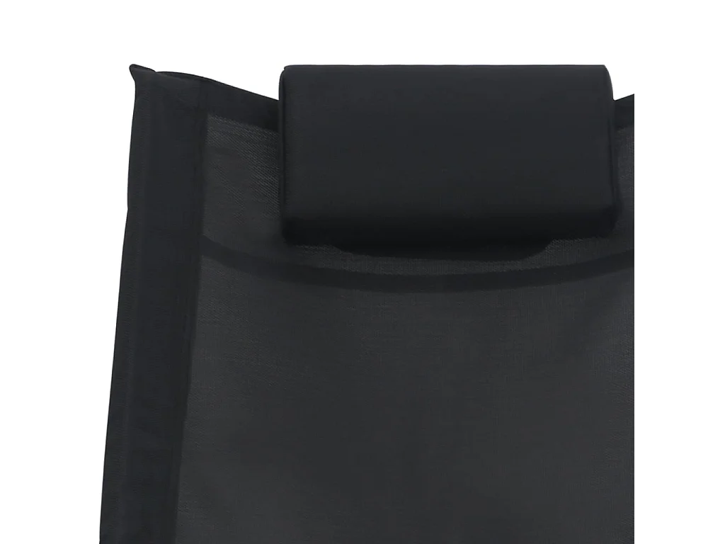 Chaise longue avec oreiller Noir Textilène