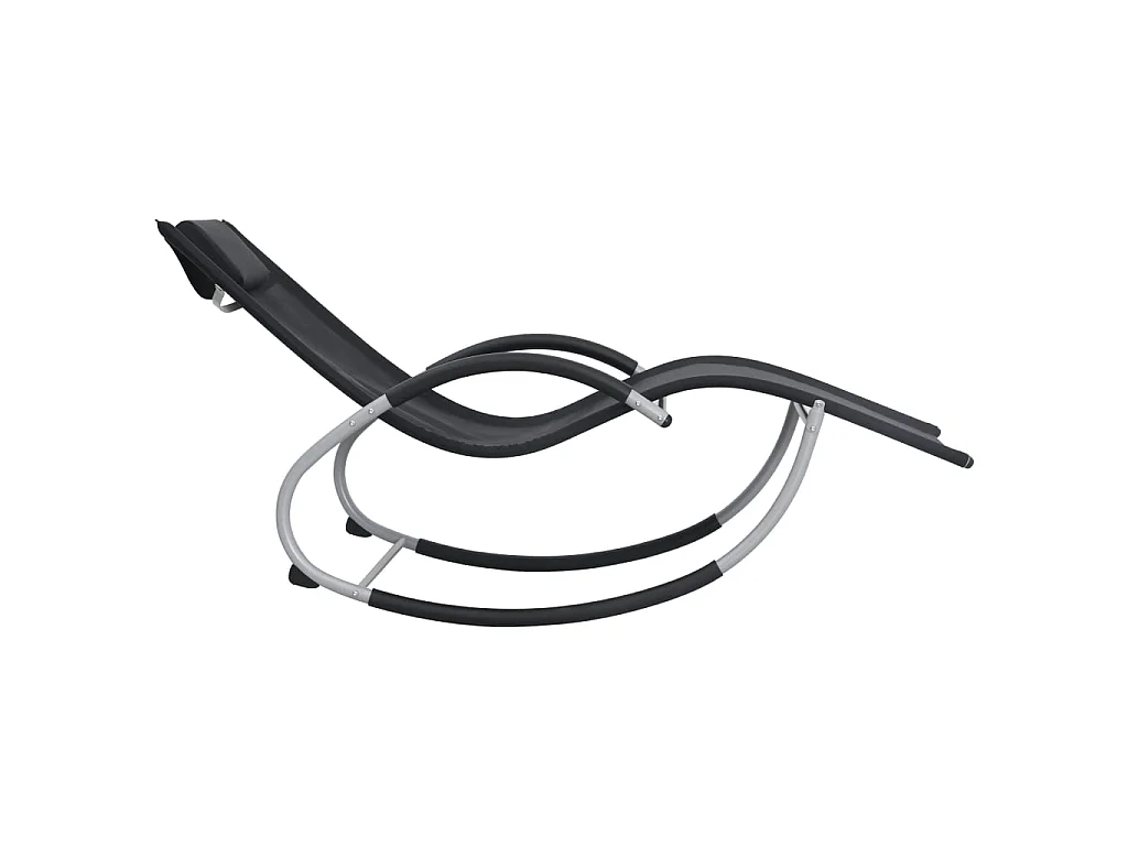 Chaise longue avec oreiller Noir Textilène