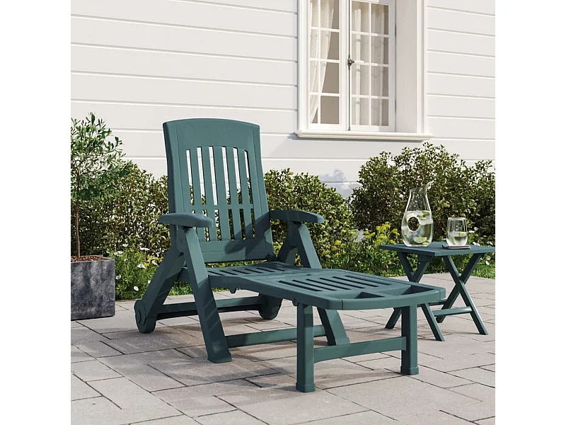 Sillón plegable con ruedas de PP verde