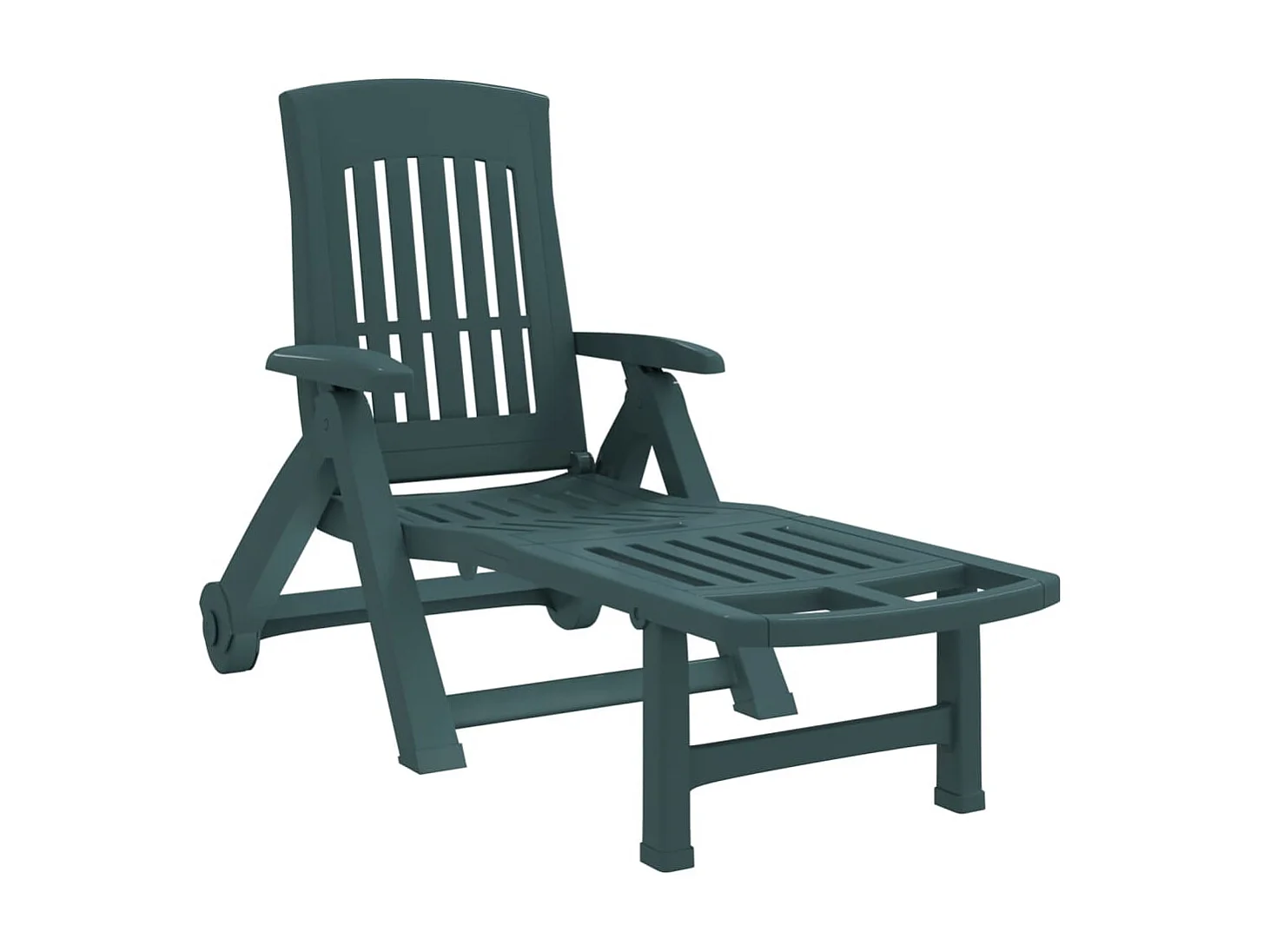 Chaise longue pliable avec roues vert PP