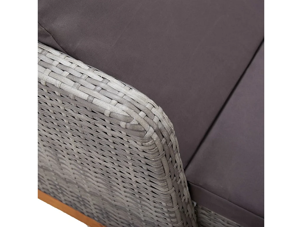 Chaise longue Résine tressée et bois d'acacia massif Gris