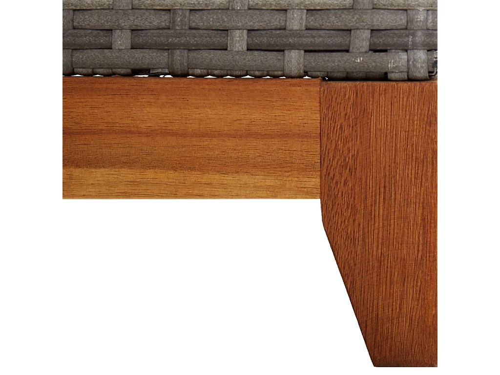 Chaise longue Résine tressée et bois d'acacia massif Gris