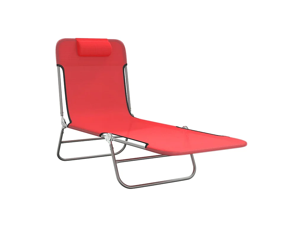 Klappbare Liegestühle, 2 Stück, rotes Textilene und Stahl