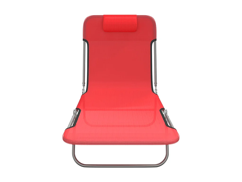 Klappbare Liegestühle, 2 Stück, rotes Textilene und Stahl