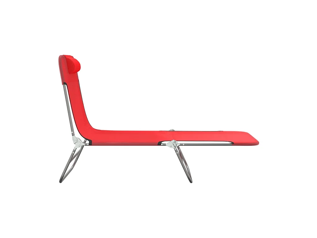 Klappbare Liegestühle, 2 Stück, rotes Textilene und Stahl