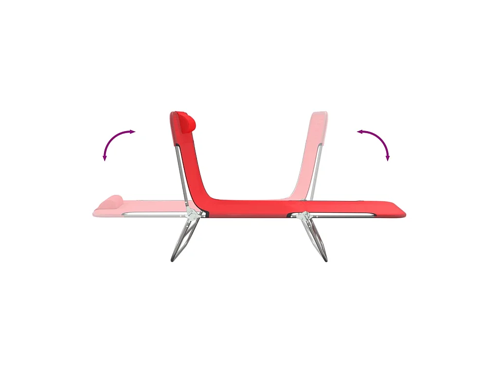 Klappbare Liegestühle, 2 Stück, rotes Textilene und Stahl