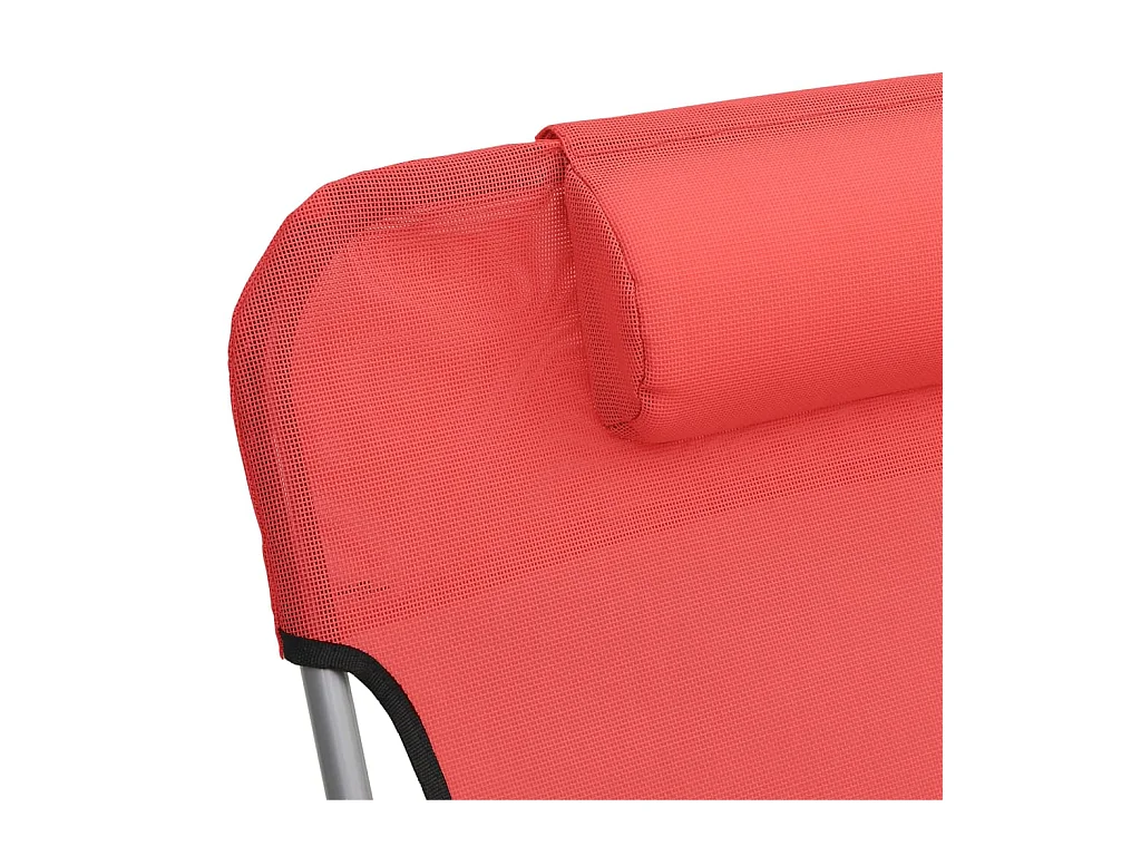 Klappbare Liegestühle, 2 Stück, rotes Textilene und Stahl