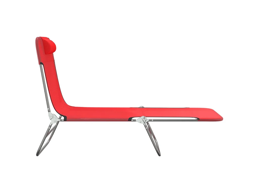 Chaises longues pliables 2 pcs rouge textilène et acier