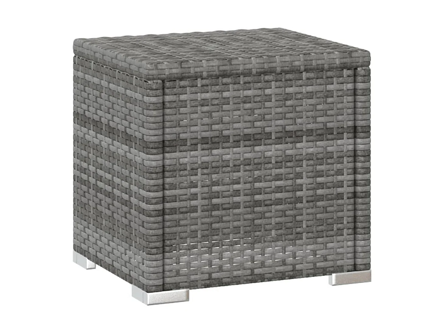 Chaise longue avec coussin et table à thé Résine tressée Gris