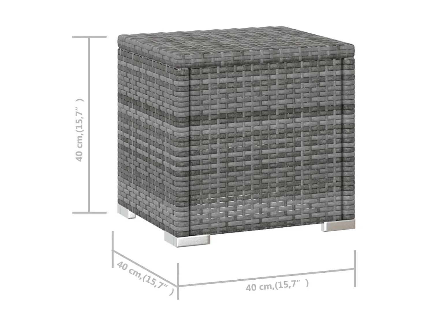 Chaise longue avec coussin et table à thé Résine tressée Gris