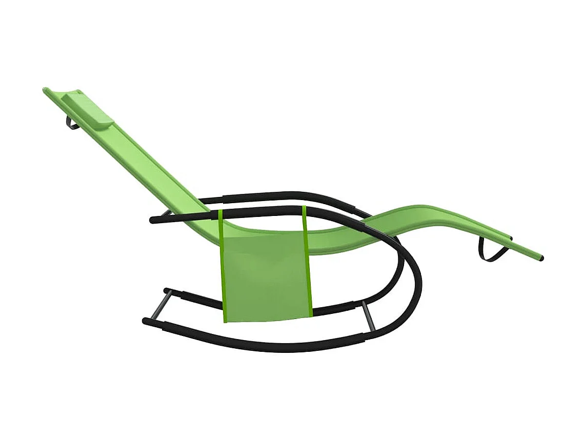 Chaises longues à bascule 2 pcs Vert Acier et textilène