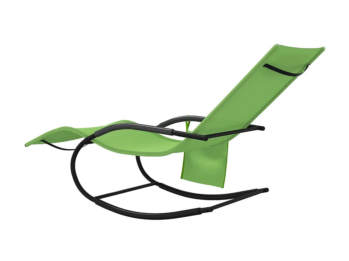 Chaises longues à bascule 2 pcs Vert Acier et textilène