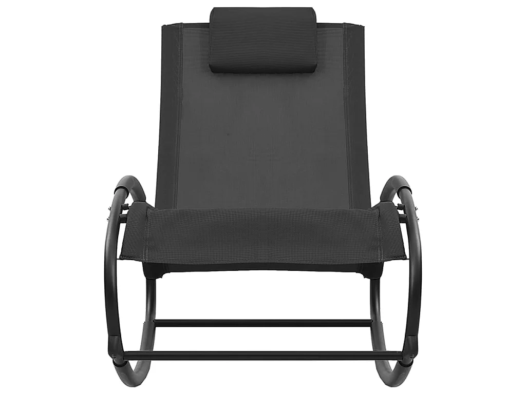 Chaise longue avec oreiller Acier et textilène Noir