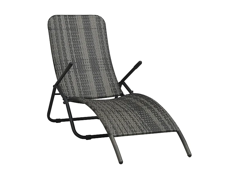 Chaise longue pliable Résine tressée Gris