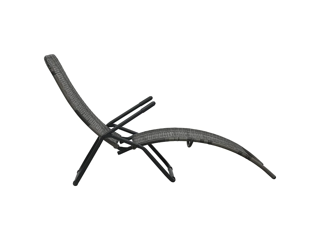 Chaise longue pliable Résine tressée Gris