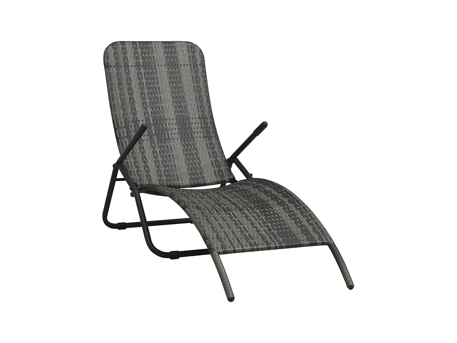 Chaise longue pliable Résine tressée Gris
