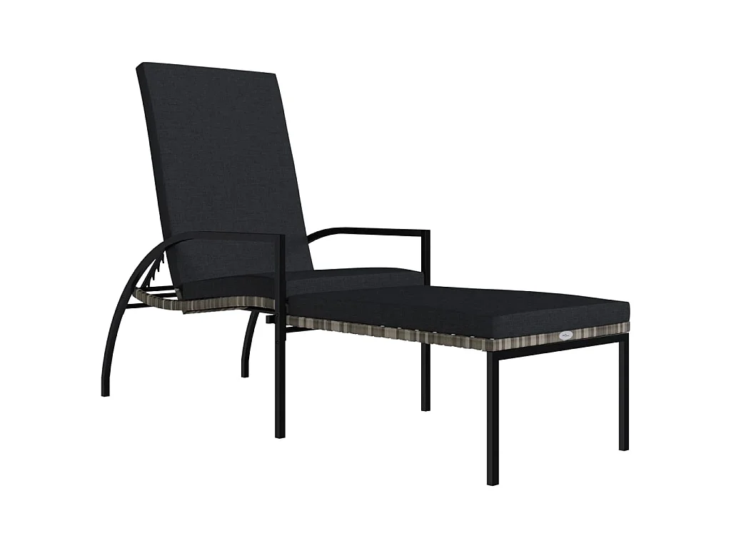 Chaise longue avec repose-pied Résine tressée Gris