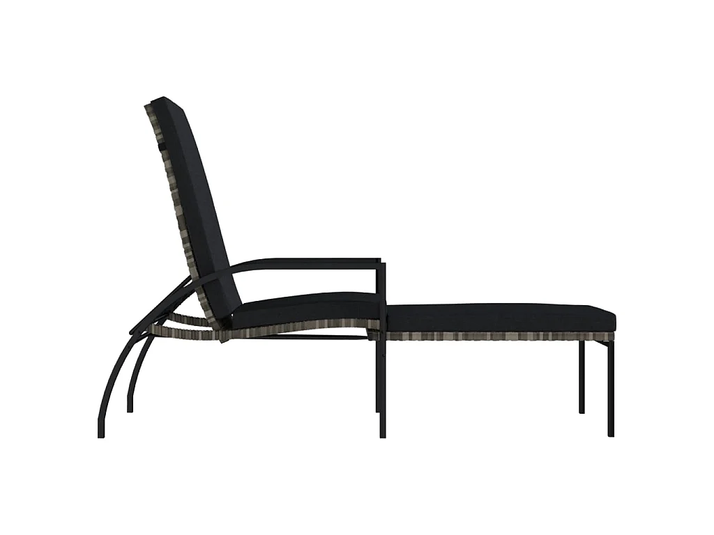 Chaise longue avec repose-pied Résine tressée Gris