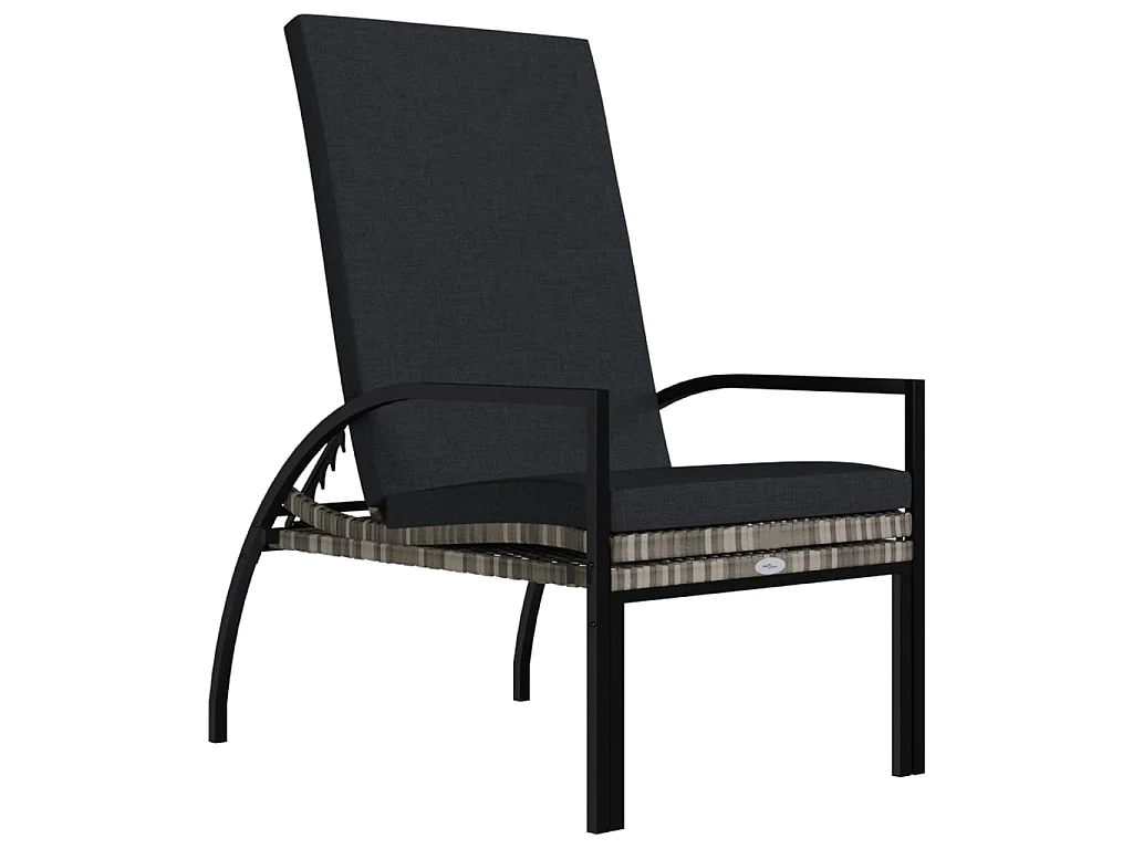 Chaise longue avec repose-pied Résine tressée Gris