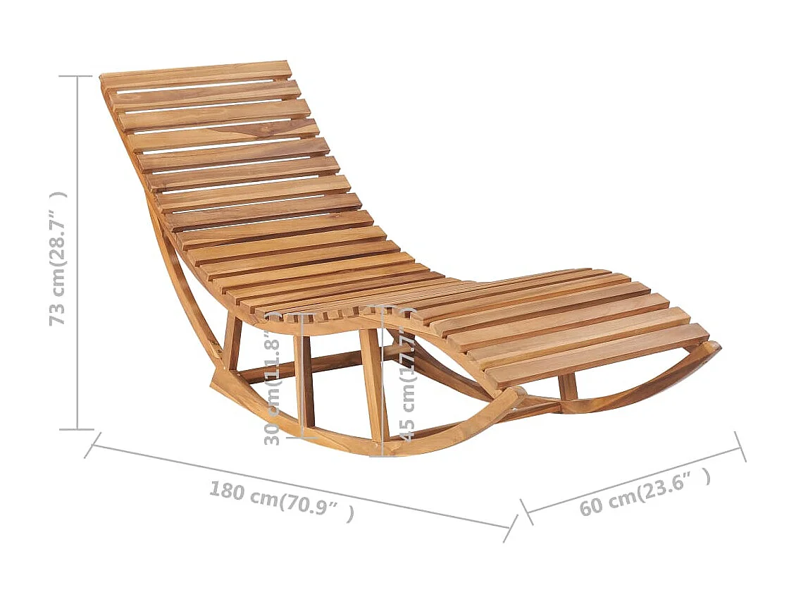 Chaise longue à bascule Bois de teck solide