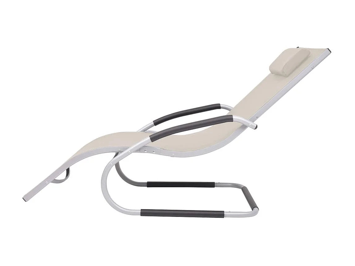 Chaise longue avec oreiller Aluminium et textilène Crème