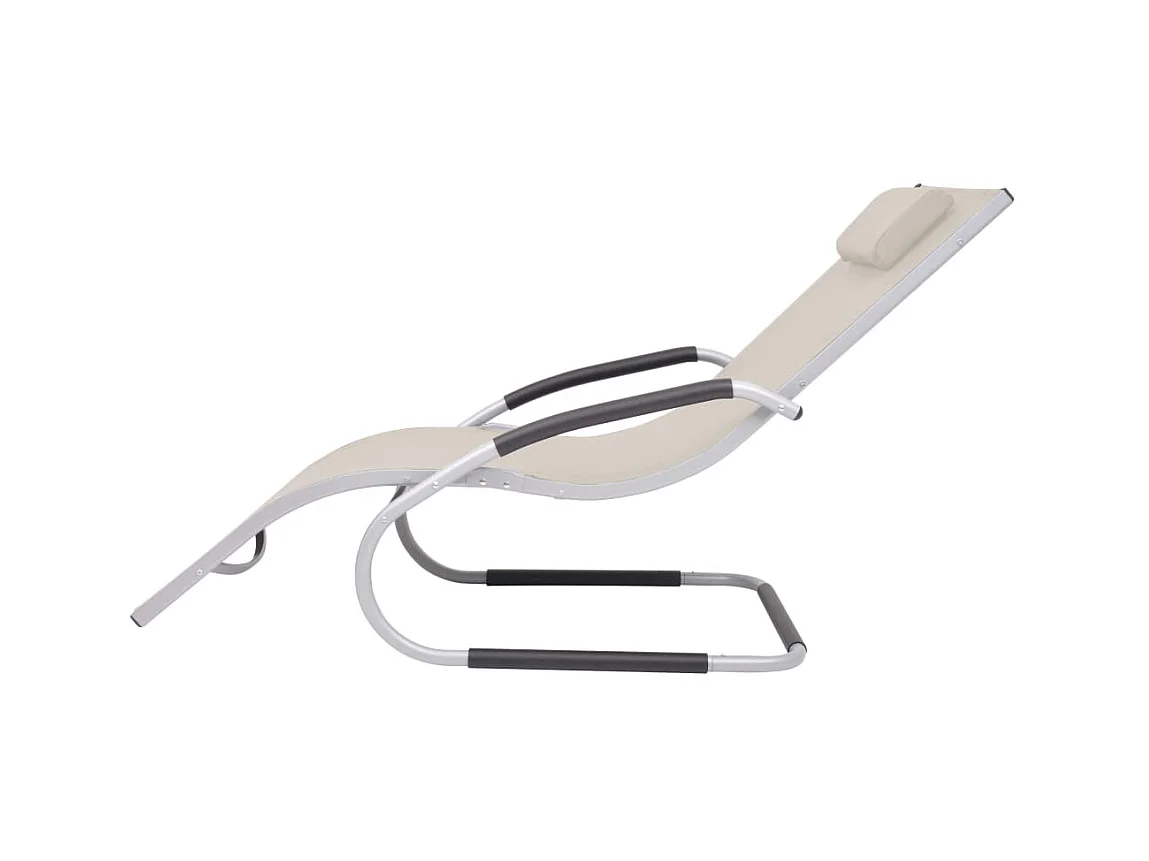 Chaise longue avec oreiller Aluminium et textilène Crème