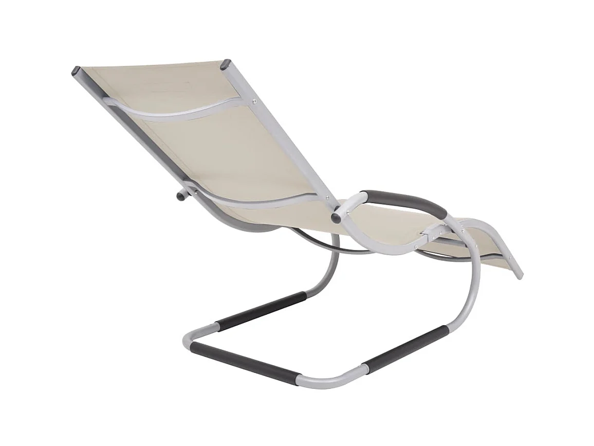 Chaise longue avec oreiller Aluminium et textilène Crème