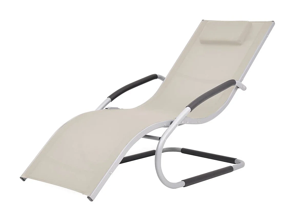 Chaise longue avec oreiller Aluminium et textilène Crème