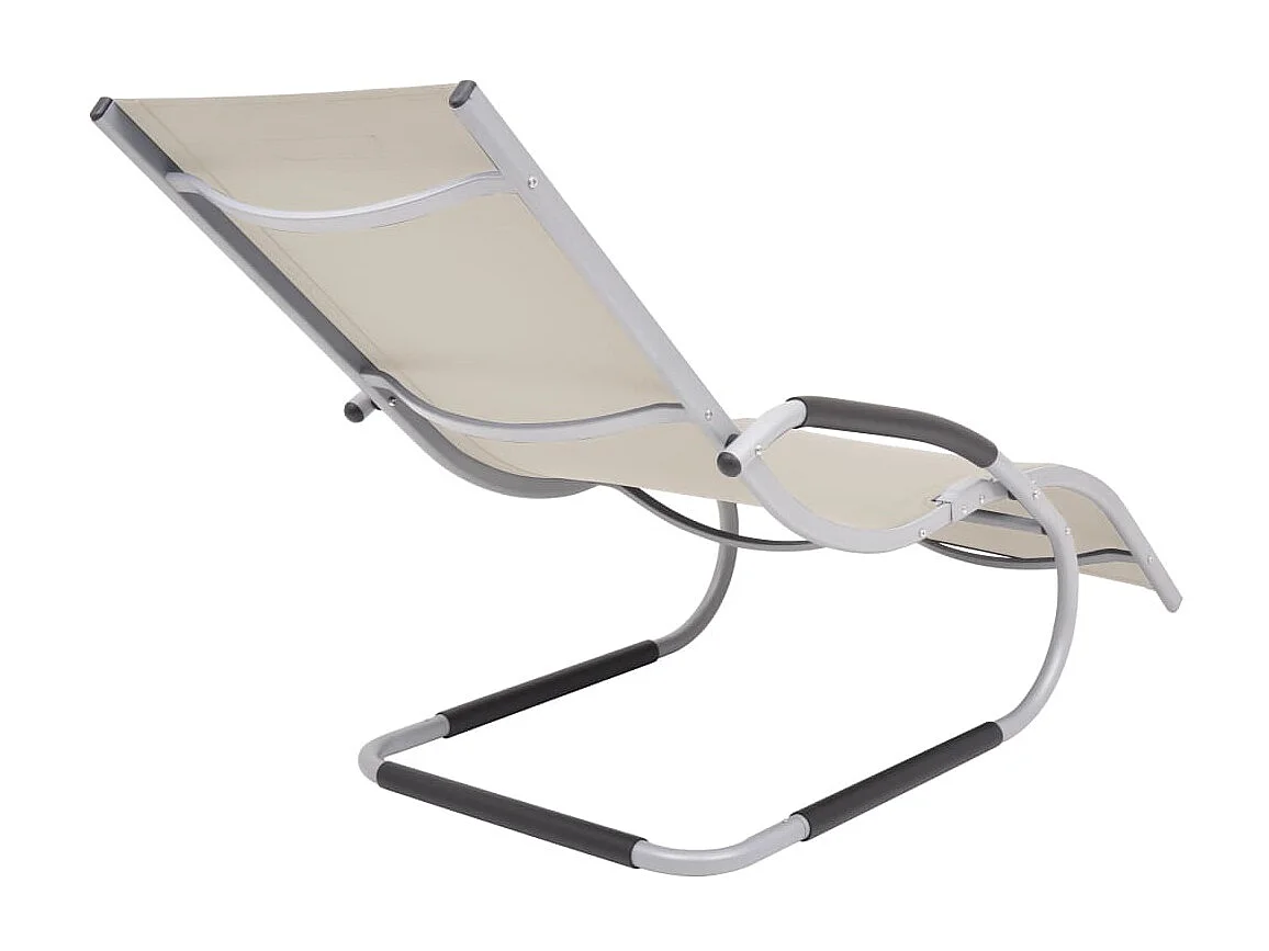 Chaise longue avec oreiller Aluminium et textilène Crème