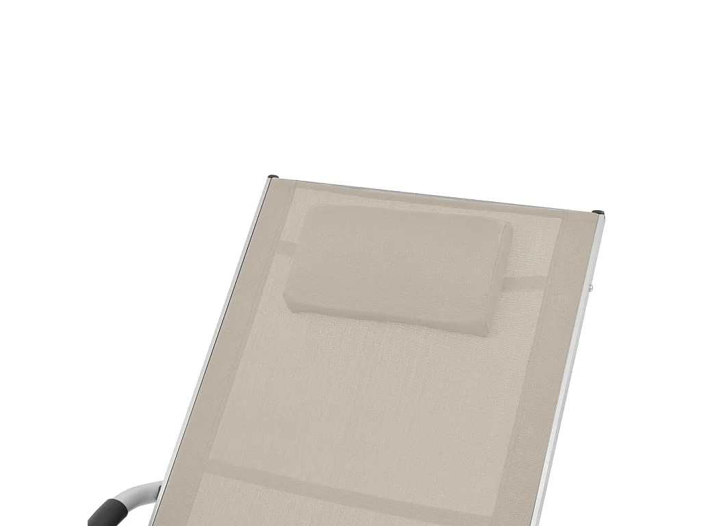 Chaise longue avec oreiller Aluminium et textilène Crème