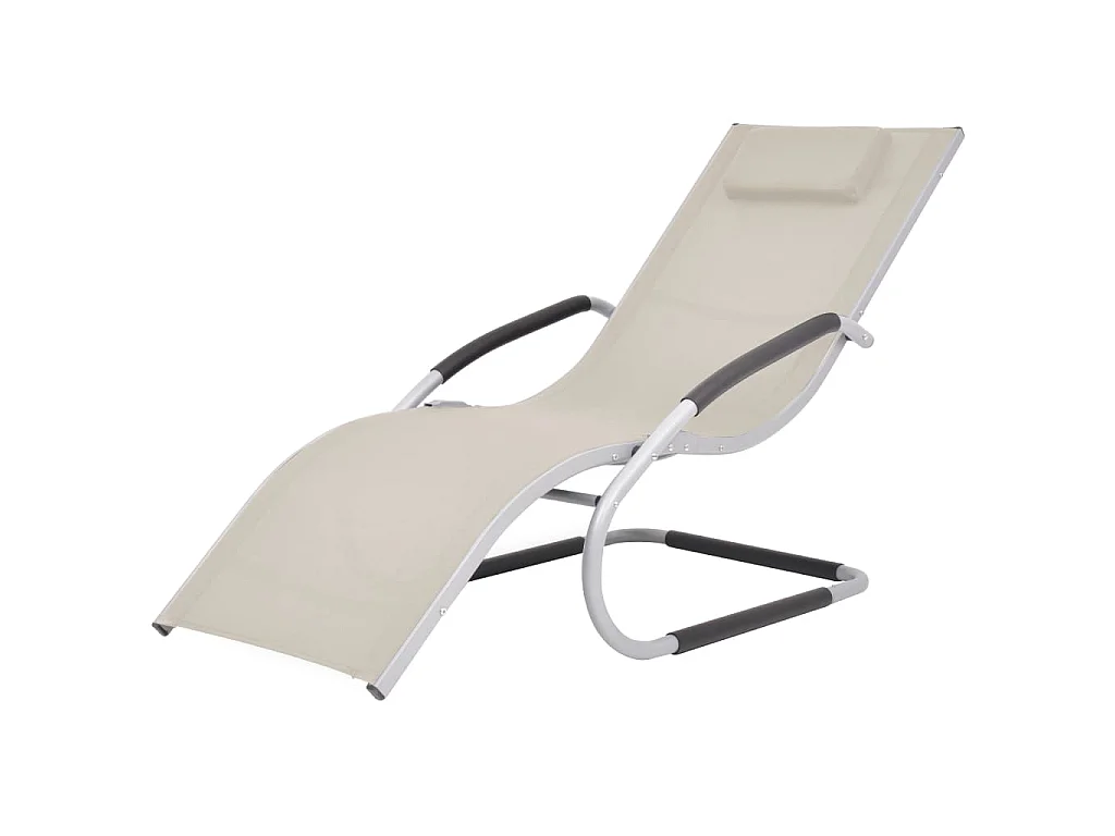 Chaise longue avec oreiller Aluminium et textilène Crème
