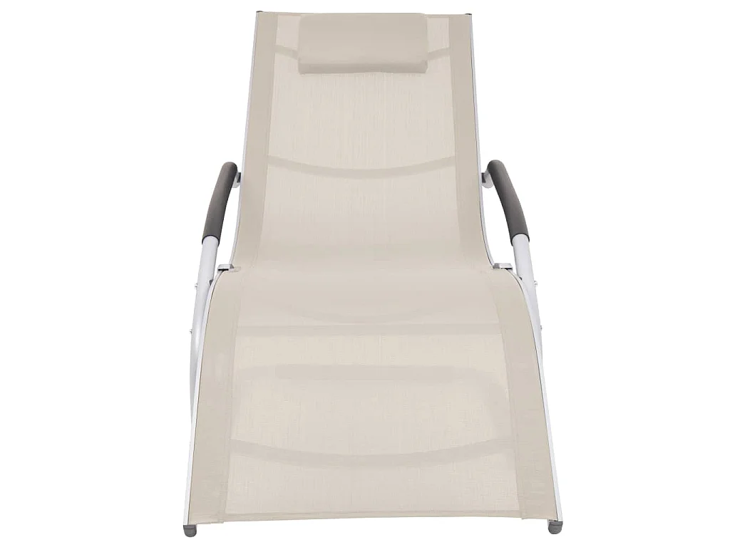 Chaise longue avec oreiller Aluminium et textilène Crème