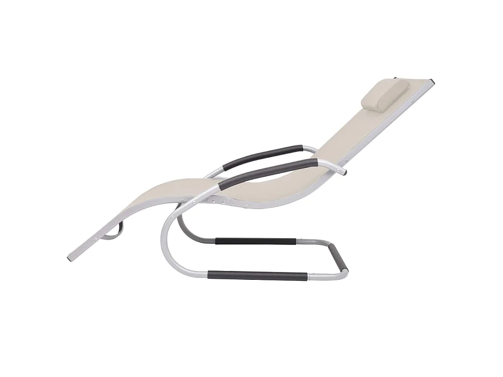 Chaise longue avec oreiller Aluminium et textilène Crème