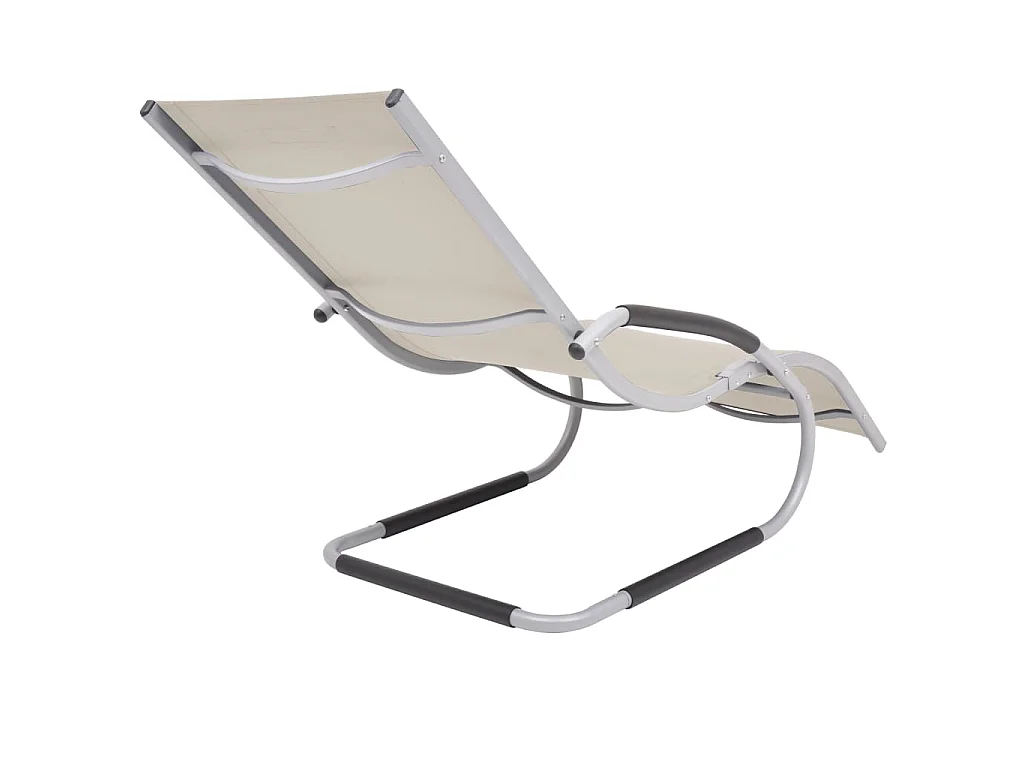 Chaise longue avec oreiller Aluminium et textilène Crème