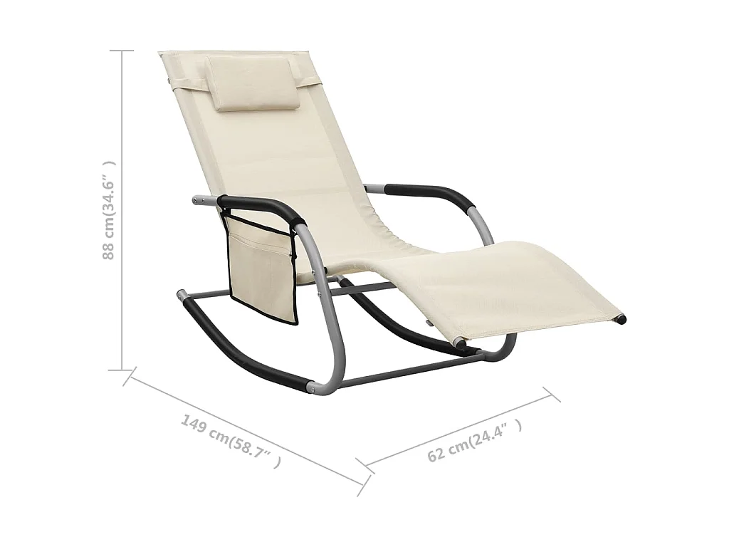 Chaise longue Textilène Crème et gris