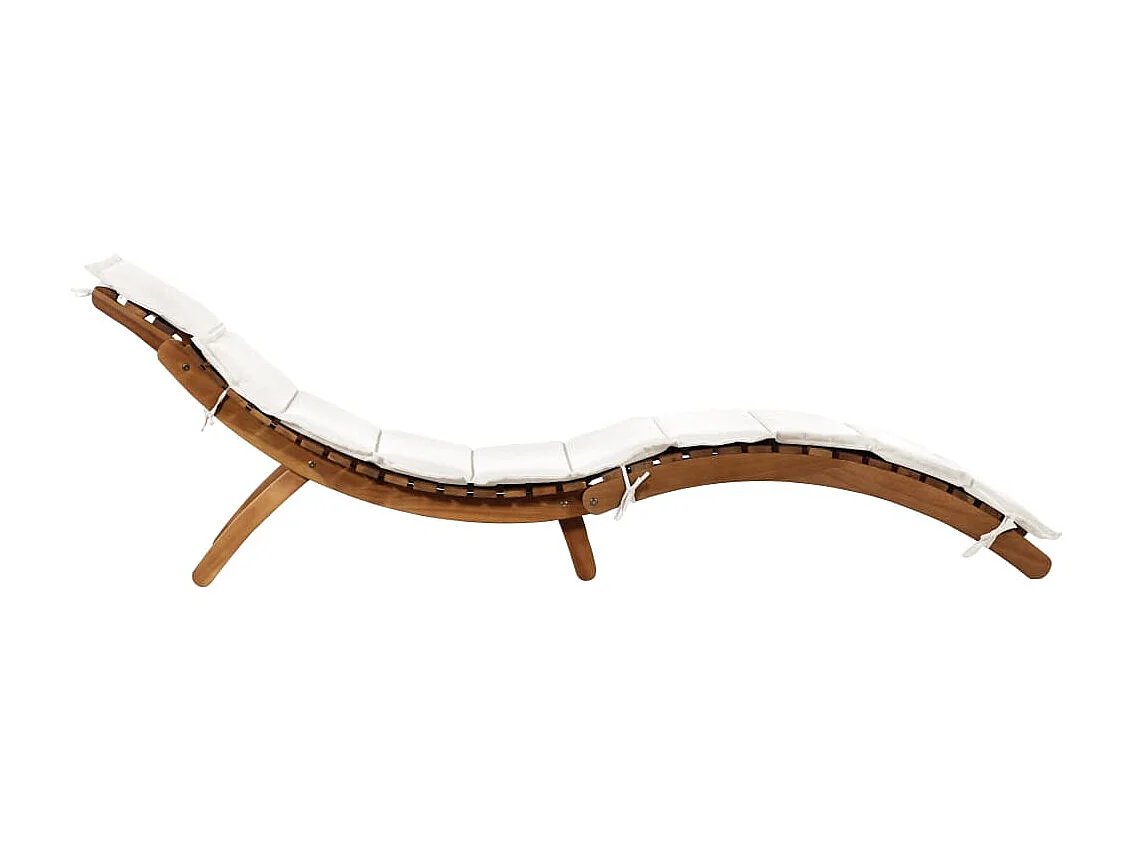 Poltrona lounge con cuscino in legno massello di acacia color crema